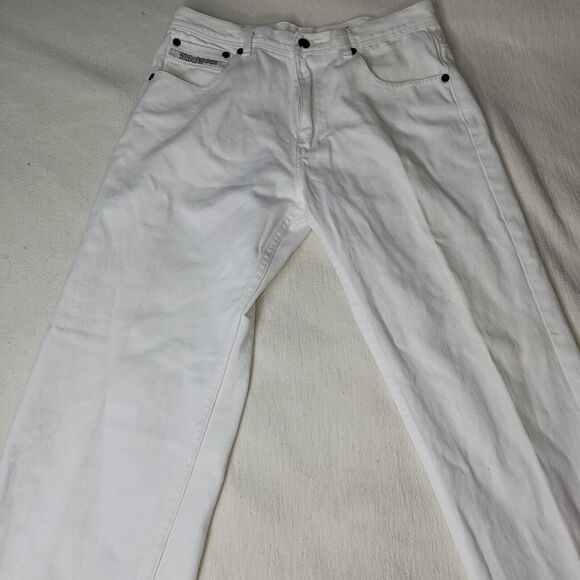 Vtg Akademiks Jeans Mens Size 34X32 White Embroidered Y2k Grunge Gorpcore Pants - Picture 5 of 16